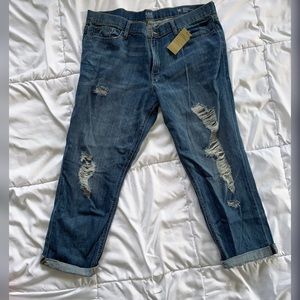NWT ankle cropped distressed jeans